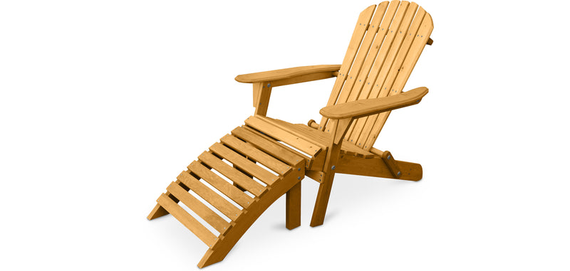 Chaise de terrasse avec repose-pieds - Chaise de jardin en bois - Alana