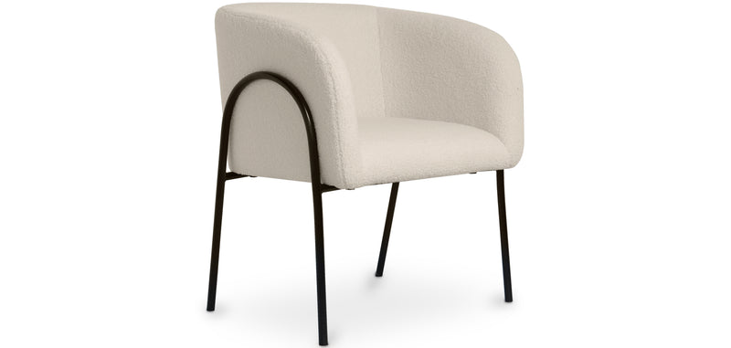 Chaise de salle à manger en bouclette fausse fourrure Tapissée - Boucles Blanches - James