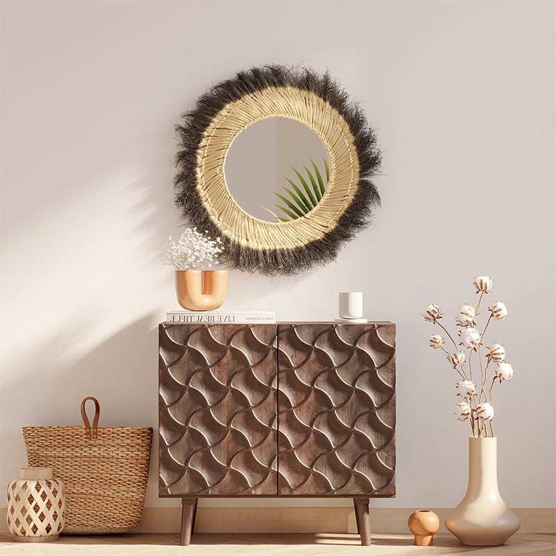 Miroir mural - Design rond Boho Bali (60 cm) - Bioe