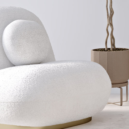 Bouclé fabric upholstered armchair - Larry - gallery 2