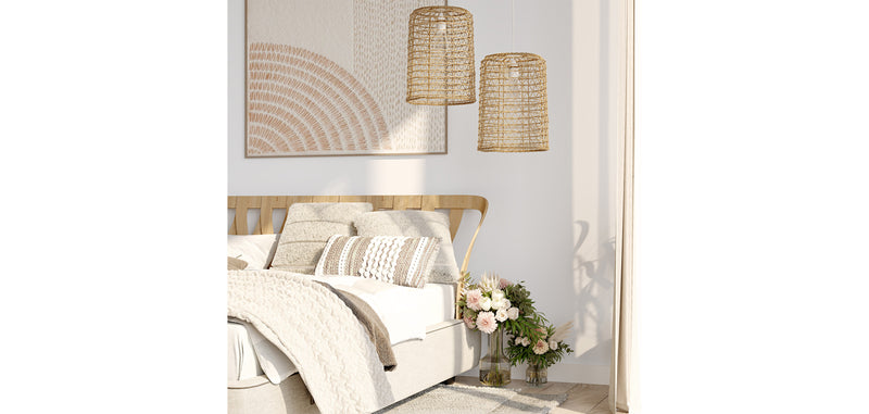 Lampe de plafond en rotin - Lampe suspendue stile Boho Bali - Lian