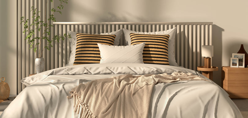 Square Boho Bali Cushion, Raffia, cover + filling - Charlotte