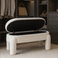 Bench With Storage Upholstered In Off-White Bouclé Fabric – Modern Seat For Living Room And Bedroom - Boreta
