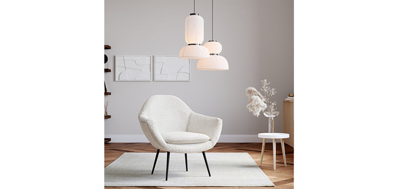 Fauteuil avec Accoudoirs -En Bouclette Fausse Fourrure Tapissée - Boucles Blanches- Eila