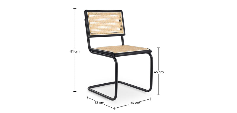 Pack Esstisch im Industriedesign 150cm & 6 Esszimmerstühle aus Rattan - Bastral