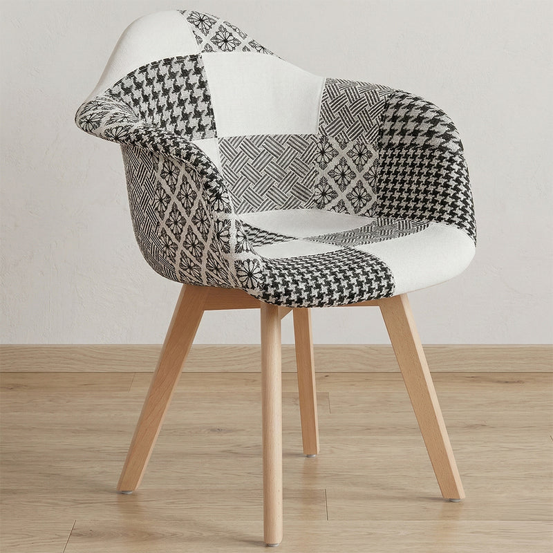 Cadeira de jantar Dominic de estilo escandinavo branca e preta - Patchwork