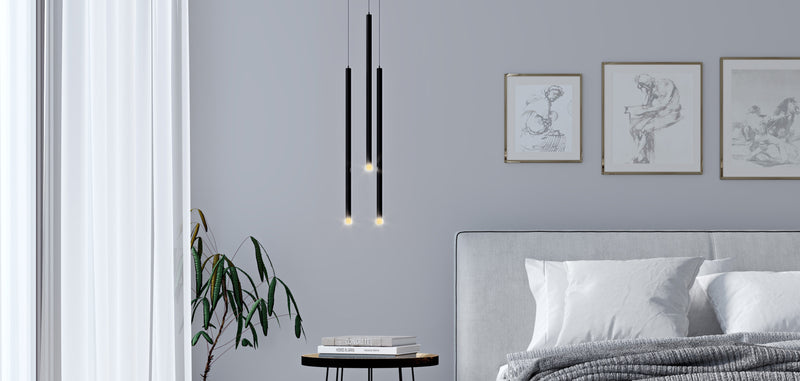 LED Tube Ceiling Lamp - Black Pendant Lamp - 60cm - Lilu