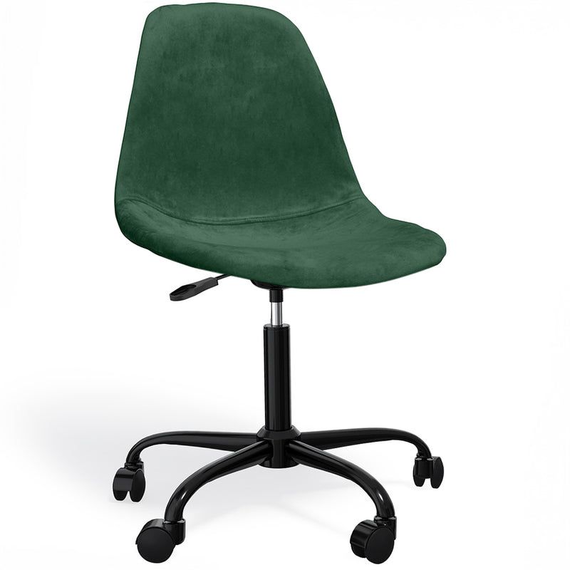Silla de oficina giratoria con ruedas - Tapizado de terciopelo - Patas de acero negro - Denisse