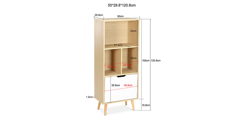 Credenza in legno - Design scandinavo - 4 scomparti - Roin