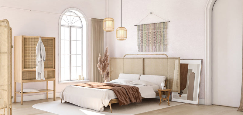 Designerska lampa sufitowa boho z bambusa