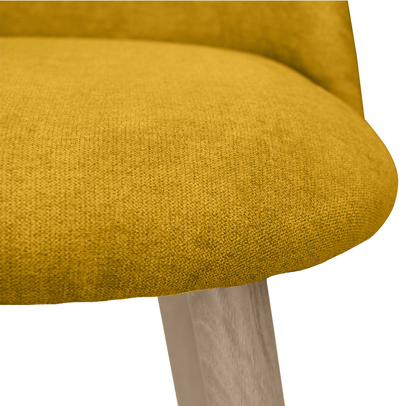 Dining Chair Upholstered in Fabric - Scandinavian Style Solid Natural Wood Style Legs- Evelyne