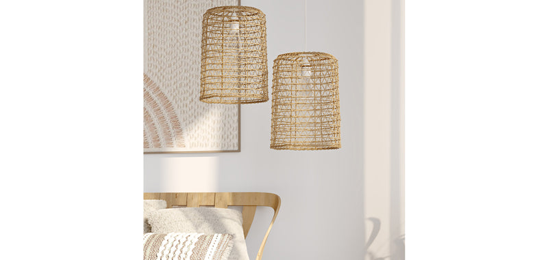 Lampe de plafond en rotin - Lampe suspendue stile Boho Bali - Lian
