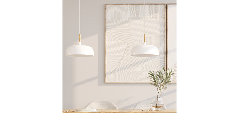 Plafondlamp van zwart metaal en hout