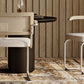 Chaise de salle à manger avec accoudoirs En Bouclette Fausse Fourrure Tapissée - Boucles Blanches- Bois et rotin - Birey