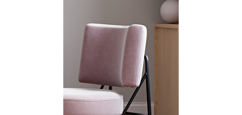 Velvet Upholstered Armchair - Light Pink - Jerna