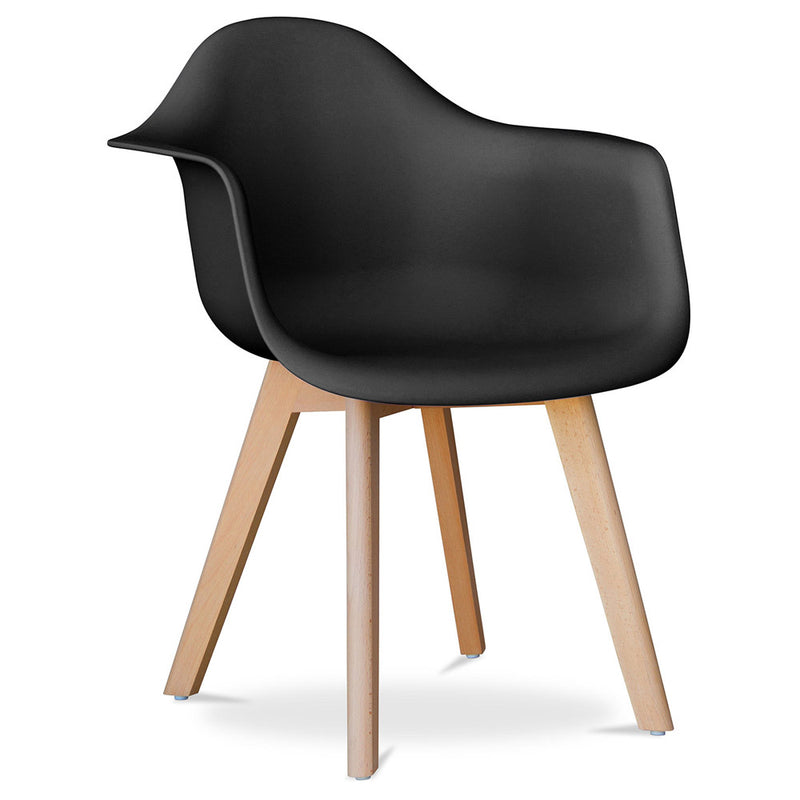 Sedia da pranzo con braccioli - Stile Scandinavo - Dominic - Nero