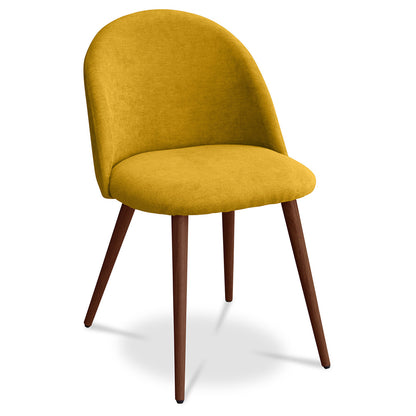 Dining Chair - Upholstered in Fabric - Scandinavian Style - Evelyne - Yellow