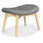 Podnóżek tapicerowany lnem - Skandynawski design - Drewno - Kontor
