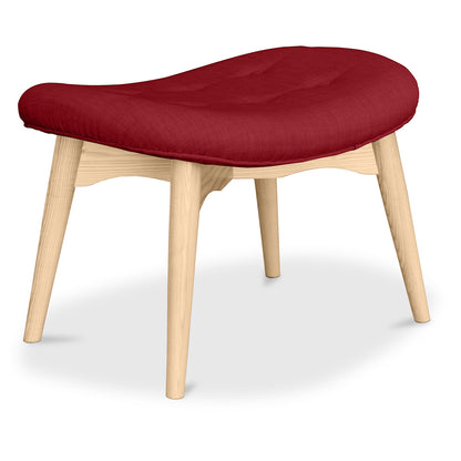 Podnóżek tapicerowany lnem - Skandynawski design - Drewno - Kontor