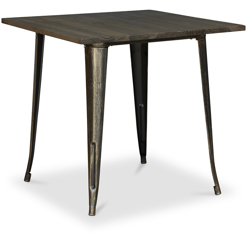 Square Dining Table - Industrial Design - Wood and Metal - Stylix