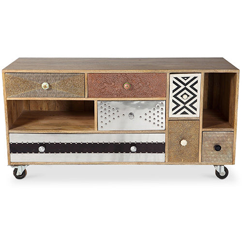 Meuble TV en bois - Stile Vintage avec impression - Mady