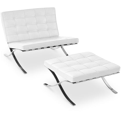 Fauteuil tapissé en cuir - Fauteuil design avec repose-pieds - Town