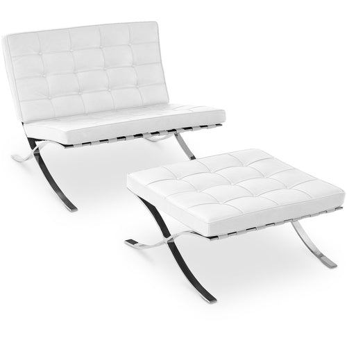 Fauteuil tapissé en cuir - Fauteuil design avec repose-pieds - Town