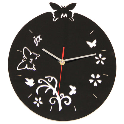 Wanduhr Schmetterlinge und Blumen