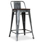Industrial design bar stool with backrest - Wood and steel - 60 cm - Stylix