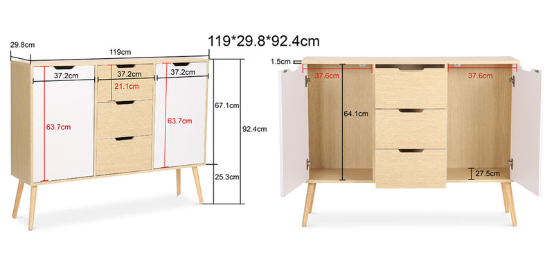 Credenza in legno - Design scandinavo - 3 cassetti - Roger