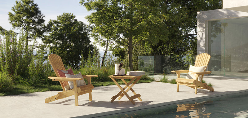 Pack Chaise d'extérieur et Table d'extérieur et de jardin - Bois - Alana