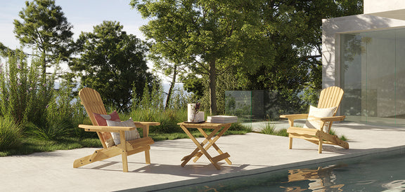 Garden Chair + Table Adirondack Wood Outdoor Furniture Set - Alana - gallery 5