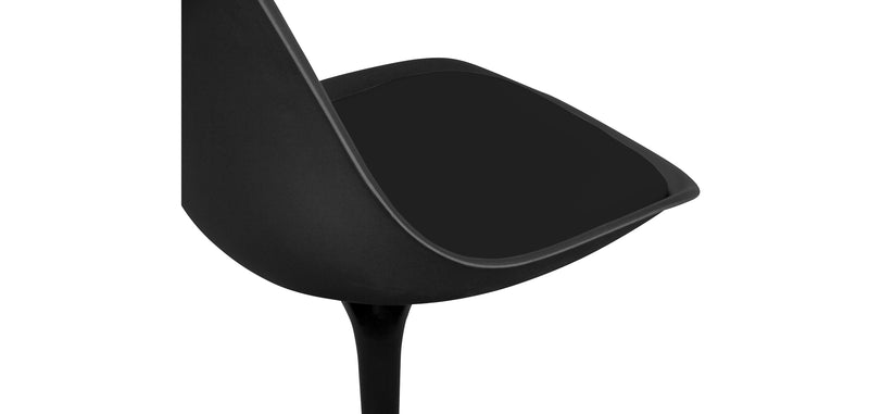Sedia Tulipan nera con cuscino