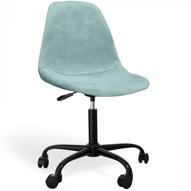 Silla de oficina giratoria con ruedas - Tapizado de terciopelo - Patas de acero negro - Denisse