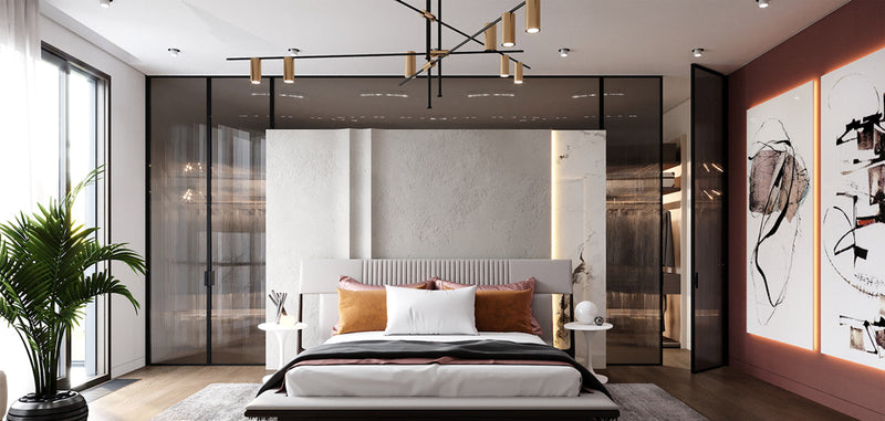 Modern hanging light, metal LEDs - Piper