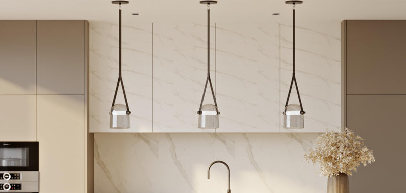 Candeeiro suspenso de design moderno, vidro fumado - Bim