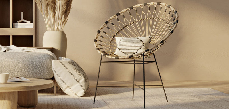 Chaise d'extérieur ronde en rotin synthétique - Design Boho Bali - Elsa