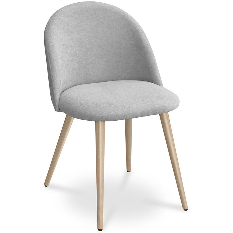 Dining Chair Upholstered in Fabric - Scandinavian Style Solid Natural Wood Style Legs- Evelyne
