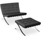 Fauteuil tapissé en cuir - Fauteuil design avec repose-pieds - Town