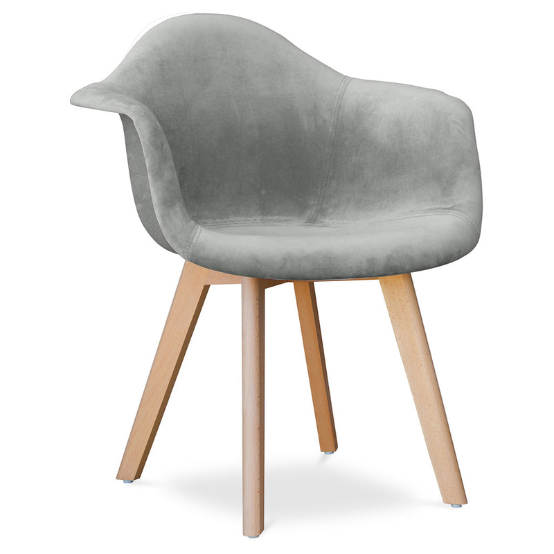 Chaise de salle à manger avec accoudoirs - Tapissée de velours - Dawick