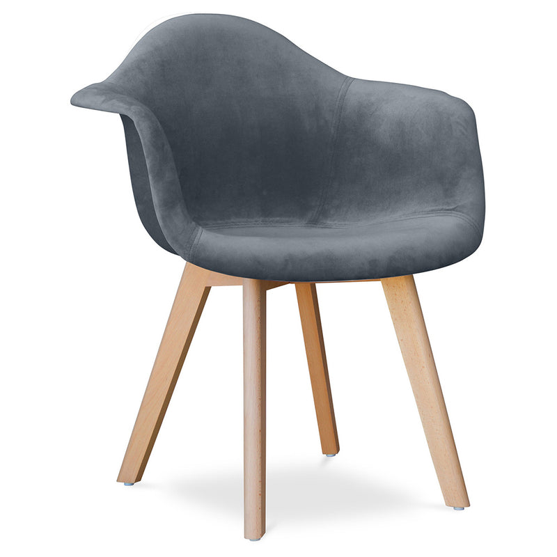 Chaise de salle à manger avec accoudoirs - Tapissée de velours - Dawick