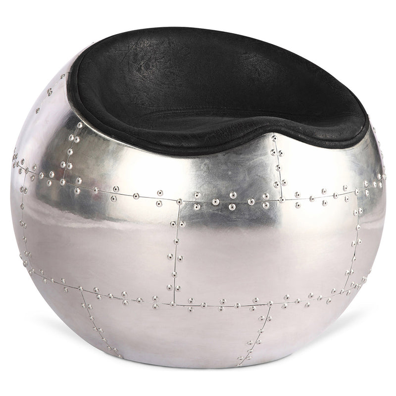 Chaise de Salon - Chaise Design Boule - Cuir et Métal - Circle