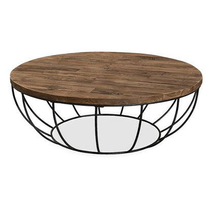 Table basse ronde - Design industriel - Bois et métal - Els