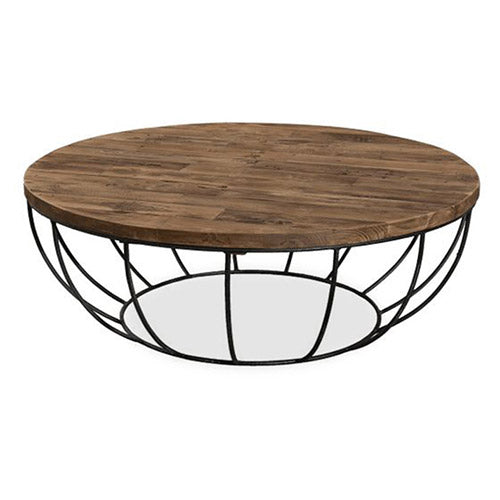 Table basse ronde - Design industriel - Bois et métal - Els