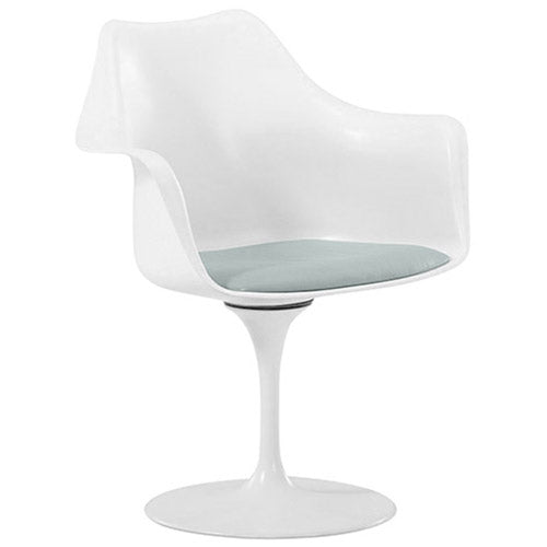 Chaise de salle à manger avec accoudoirs - Chaise pivotante blanche -Tulipan