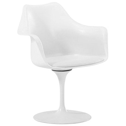 Chaise de salle à manger avec accoudoirs - Chaise pivotante blanche -Tulipan