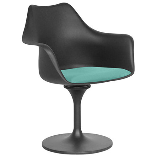 Chaise de salle à manger avec accoudoirs - Chaise pivotante noire - Tulipan
