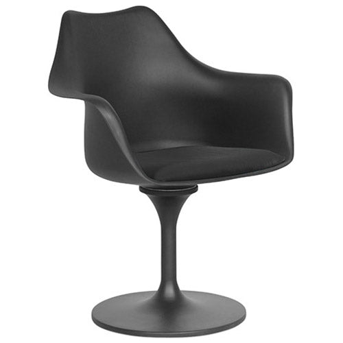 Chaise de salle à manger avec accoudoirs - Chaise pivotante noire - Tulipan