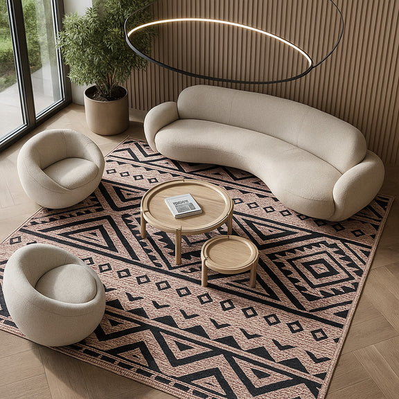 Vintage Geometric Tribal Rug – (290x200 cm) – Cinder - gallery 1