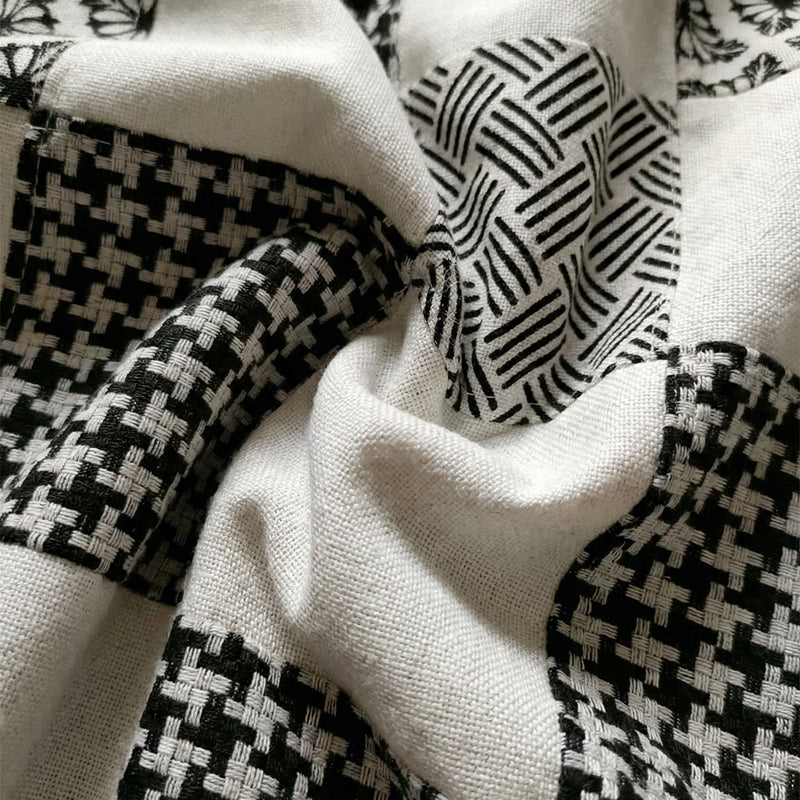 Dining Chair - Upholstered in Black and White Patchwork - Evelyne